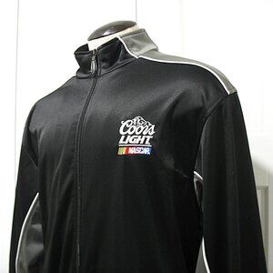 Coors Light NASCAR Racing Full Zip Jacket Men's Size Large, Zip Pockets Black